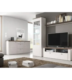 Stolik pod TV LARONA 140 cm o wybarwieniu Sonoma Trufel z kolorem Sibiu Larche*Helvetia Outlet