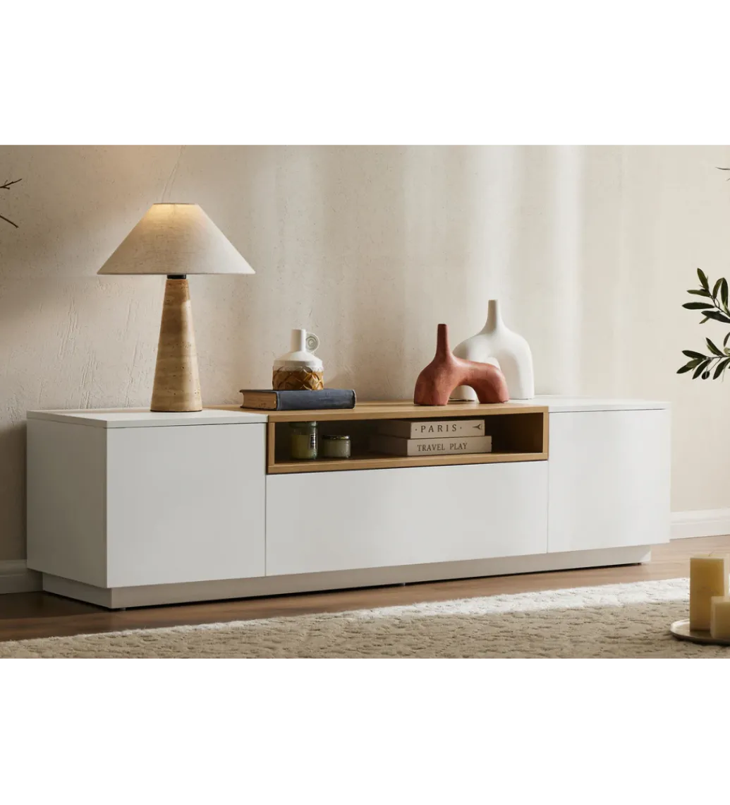 Stolik pod TV LOFT 160 cm biało naturalna*Invicta Interior Hot