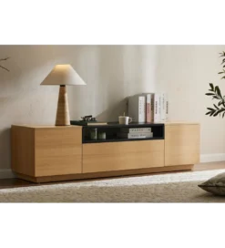 Stolik pod TV LOFT 160 cm naturalna czarna*Invicta Interior Online