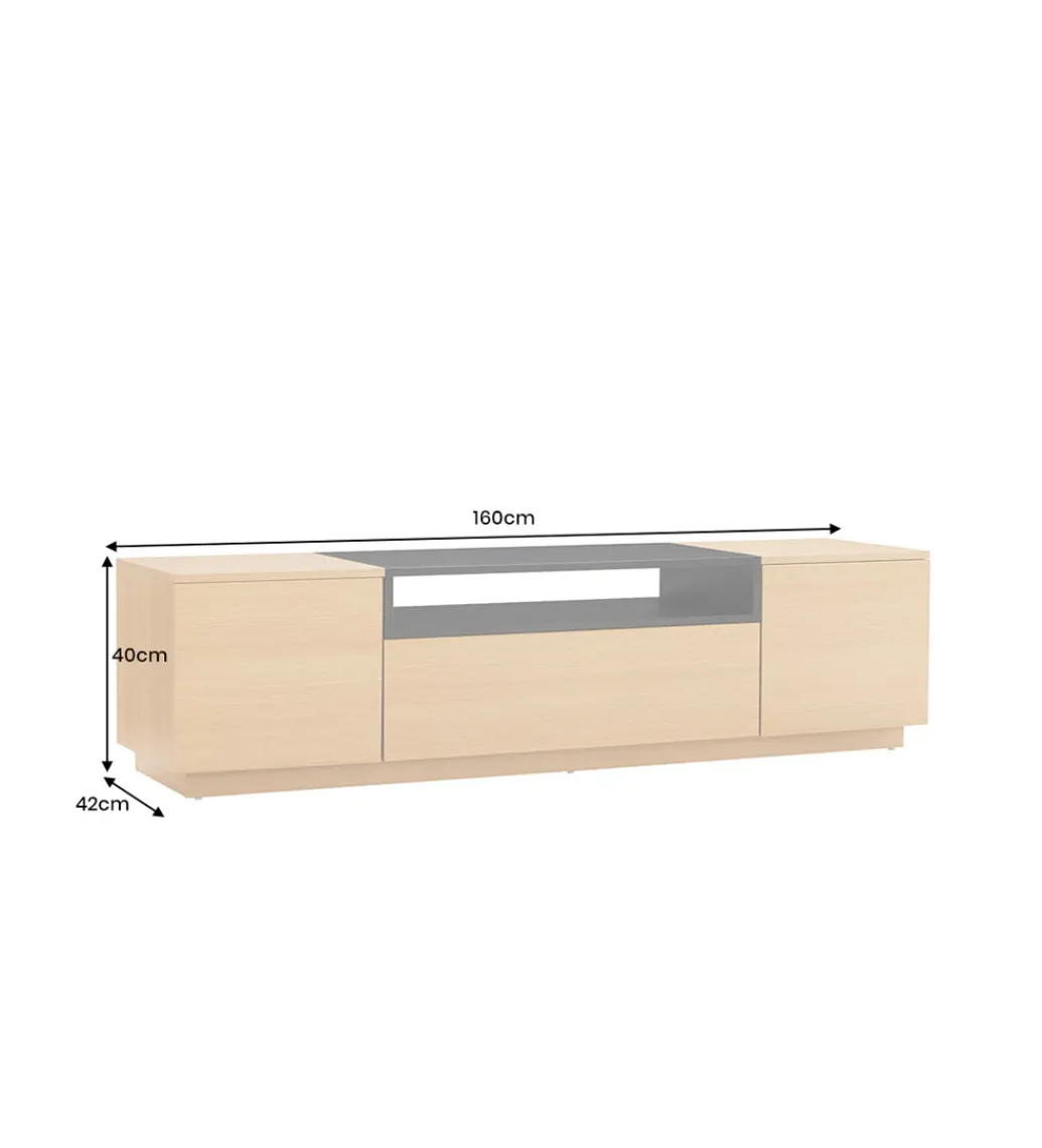 Stolik pod TV LOFT 160 cm naturalna czarna*Invicta Interior Online