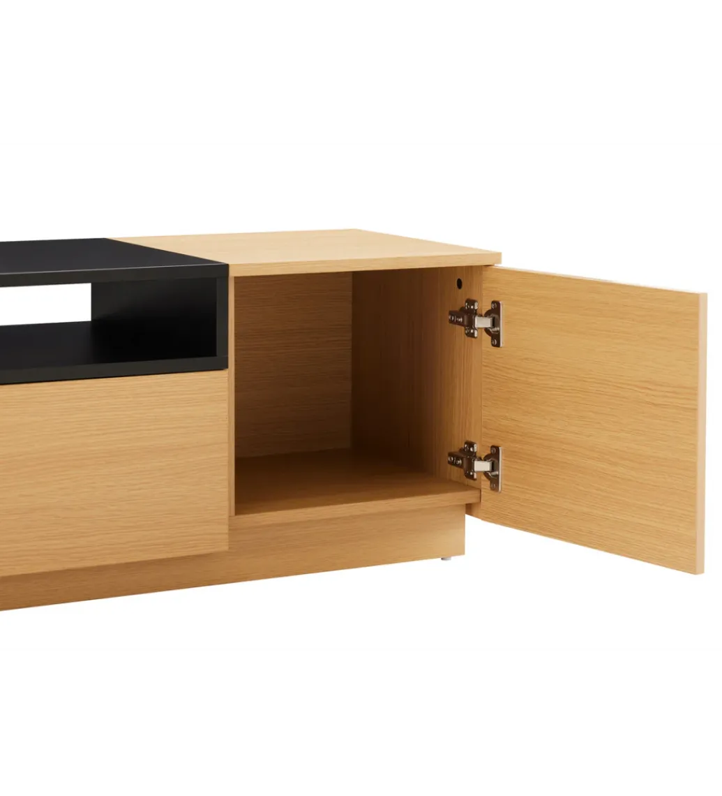 Stolik pod TV LOFT 160 cm naturalna czarna*Invicta Interior Online
