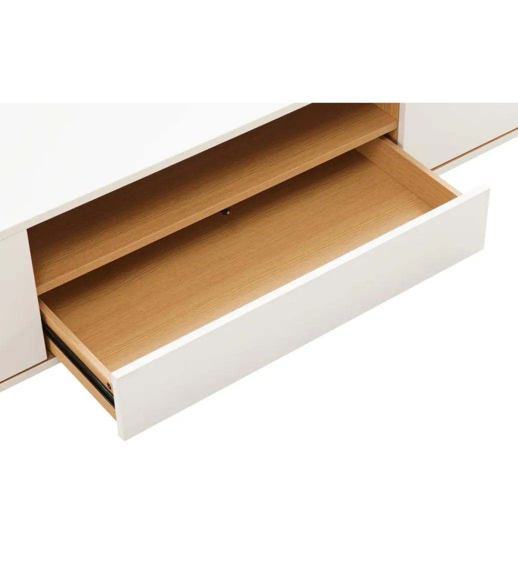 Stolik pod TV LOFT wiszący 150 cm biało naturalny*Invicta Interior Clearance