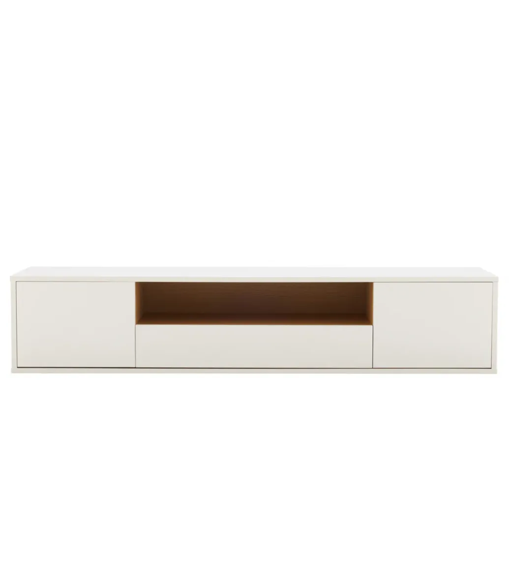 Stolik pod TV LOFT wiszący 150 cm biało naturalny*Invicta Interior Clearance