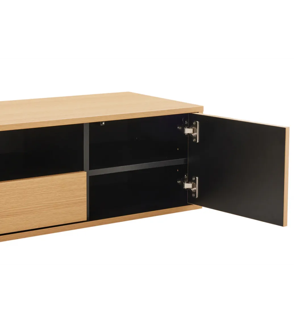 Stolik pod TV LOFT wiszący 150 cm naturalno czarna*Invicta Interior Clearance
