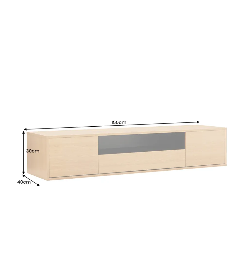 Stolik pod TV LOFT wiszący 150 cm naturalno czarna*Invicta Interior Clearance