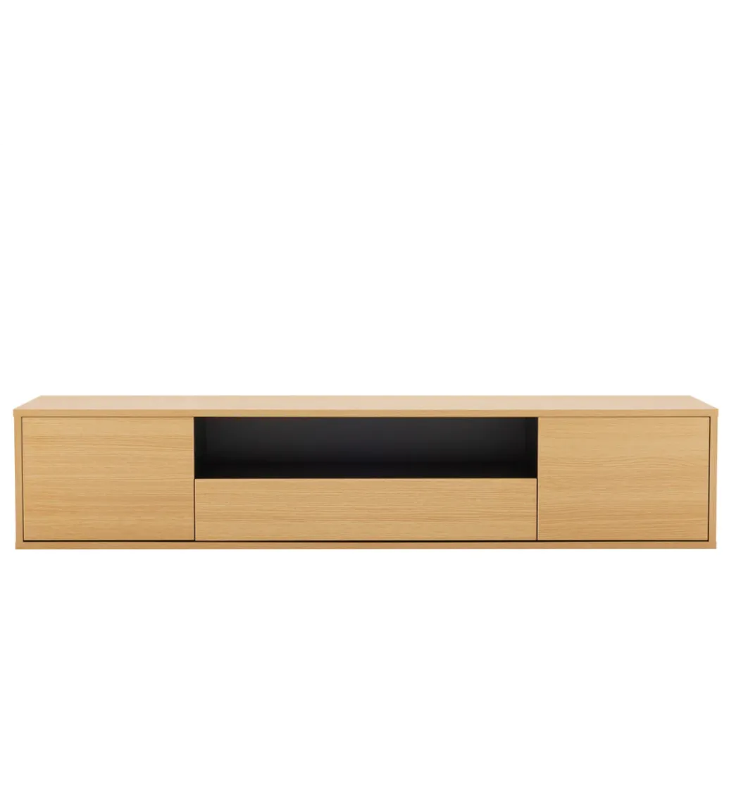Stolik pod TV LOFT wiszący 150 cm naturalno czarna*Invicta Interior Clearance