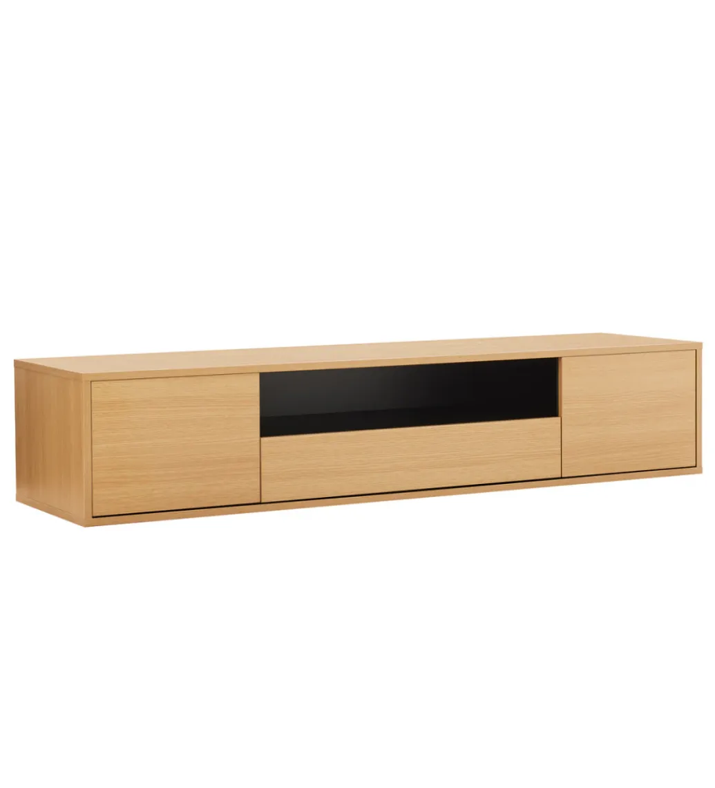 Stolik pod TV LOFT wiszący 150 cm naturalno czarna*Invicta Interior Clearance