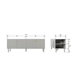 Stolik pod TV MADU 160 cm drewno sosny szary*WOOOD Hot