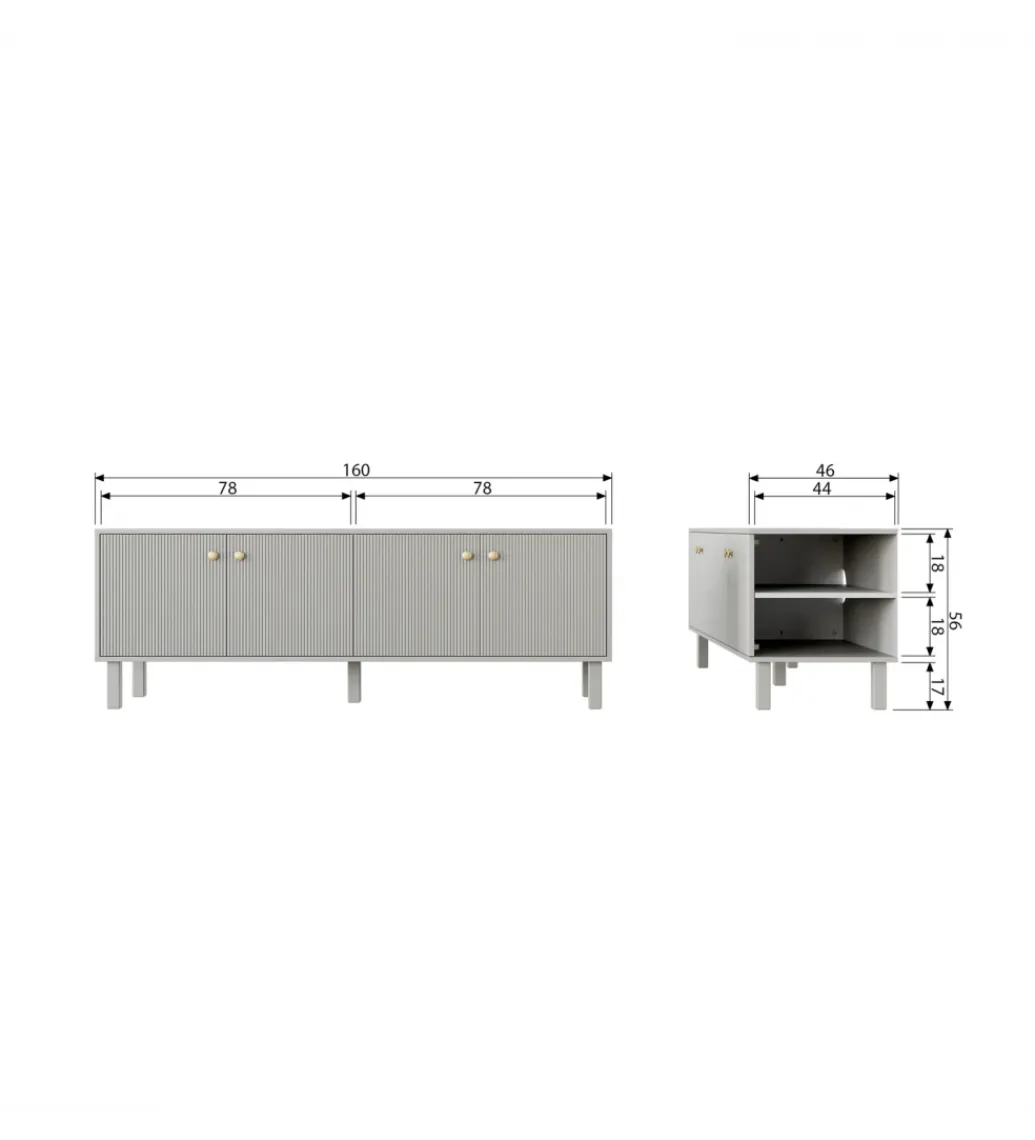 Stolik pod TV MADU 160 cm drewno sosny szary*WOOOD Hot