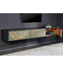 Stolik pod TV MONTANAS 200 cm drewno akacja czarny*Invicta Interior Best