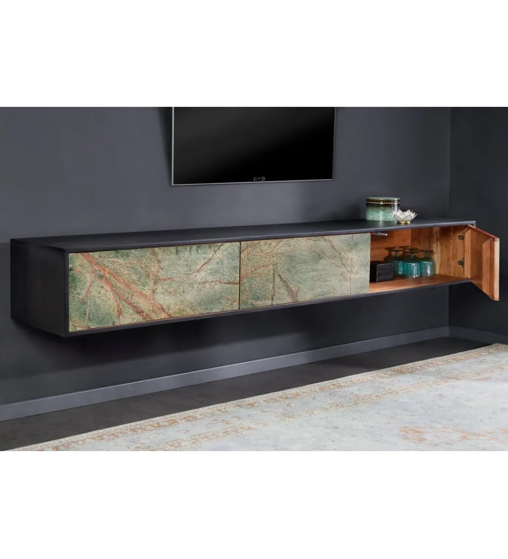 Stolik pod TV MONTANAS 200 cm drewno akacja czarny*Invicta Interior Best