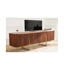 Stolik pod TV NAGOJA 160 cm drewno mango brąz*Invicta Interior