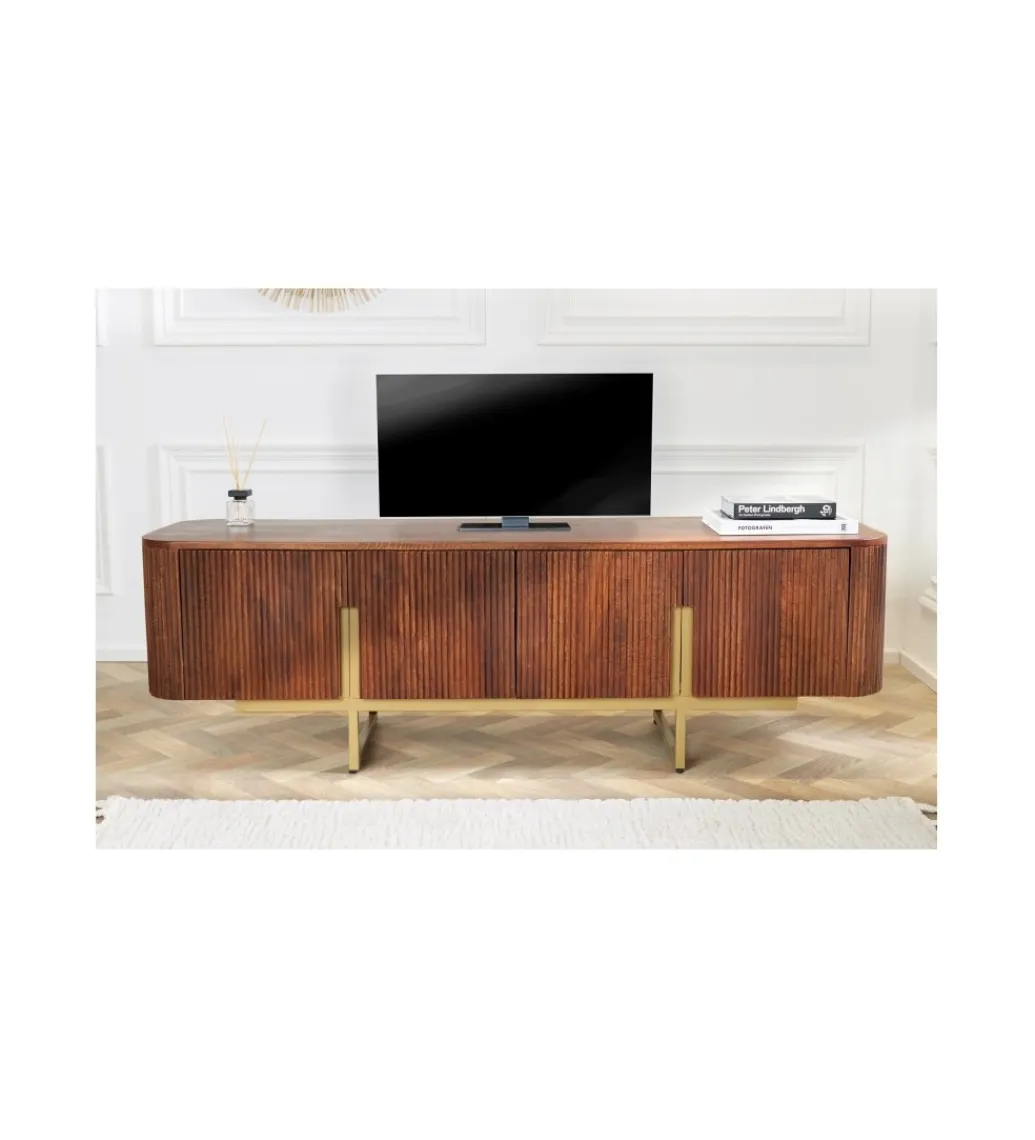 Stolik pod TV NAGOJA 160 cm drewno mango brąz*Invicta Interior