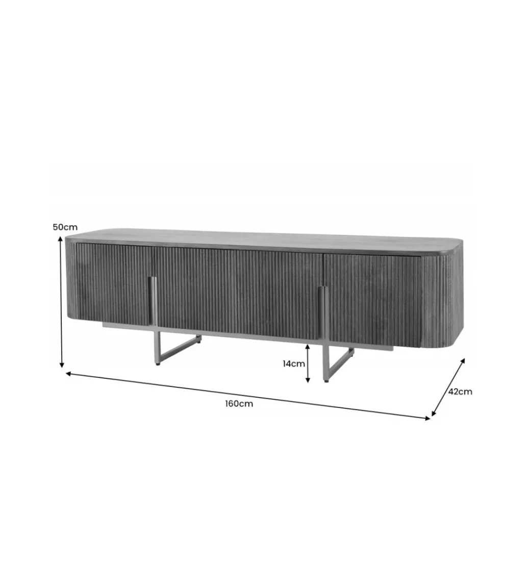 Stolik pod TV NAGOJA 160 cm drewno mango brąz*Invicta Interior