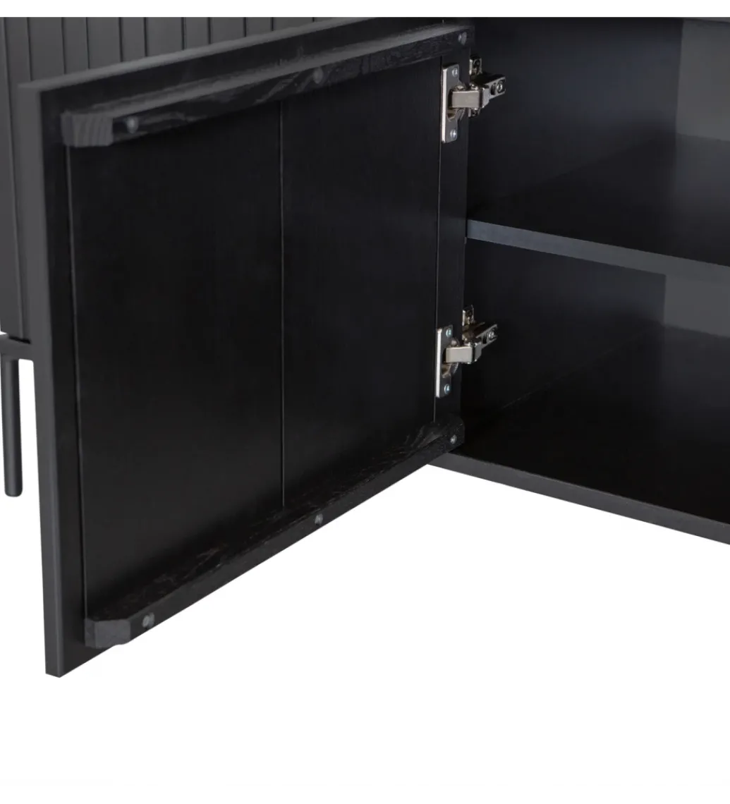Stolik pod TV NEW GRAVURE 150 cm drewno sosny czarny*WOOOD Best