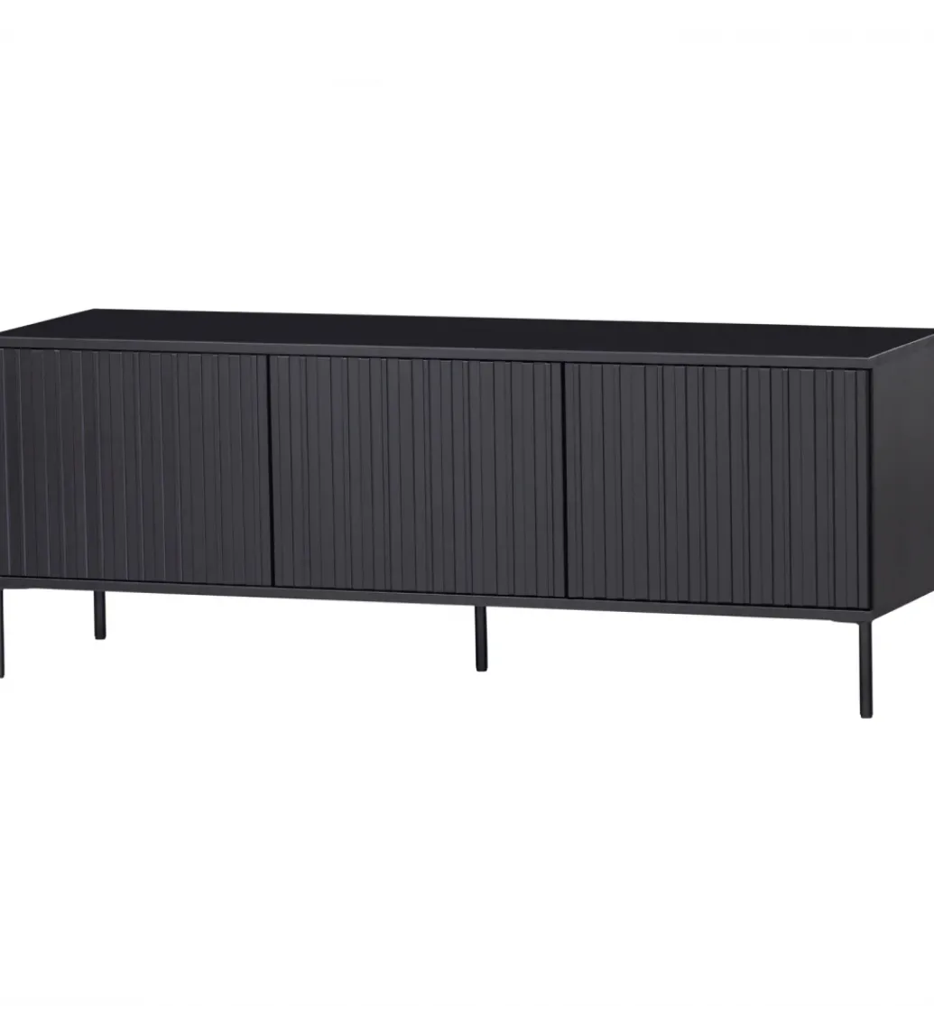 Stolik pod TV NEW GRAVURE 150 cm drewno sosny czarny*WOOOD Best