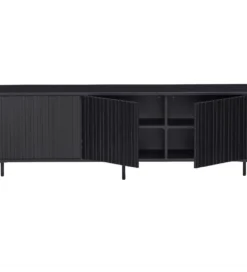 Stolik pod TV NEW GRAVURE 150 cm drewno sosny czarny*WOOOD Best