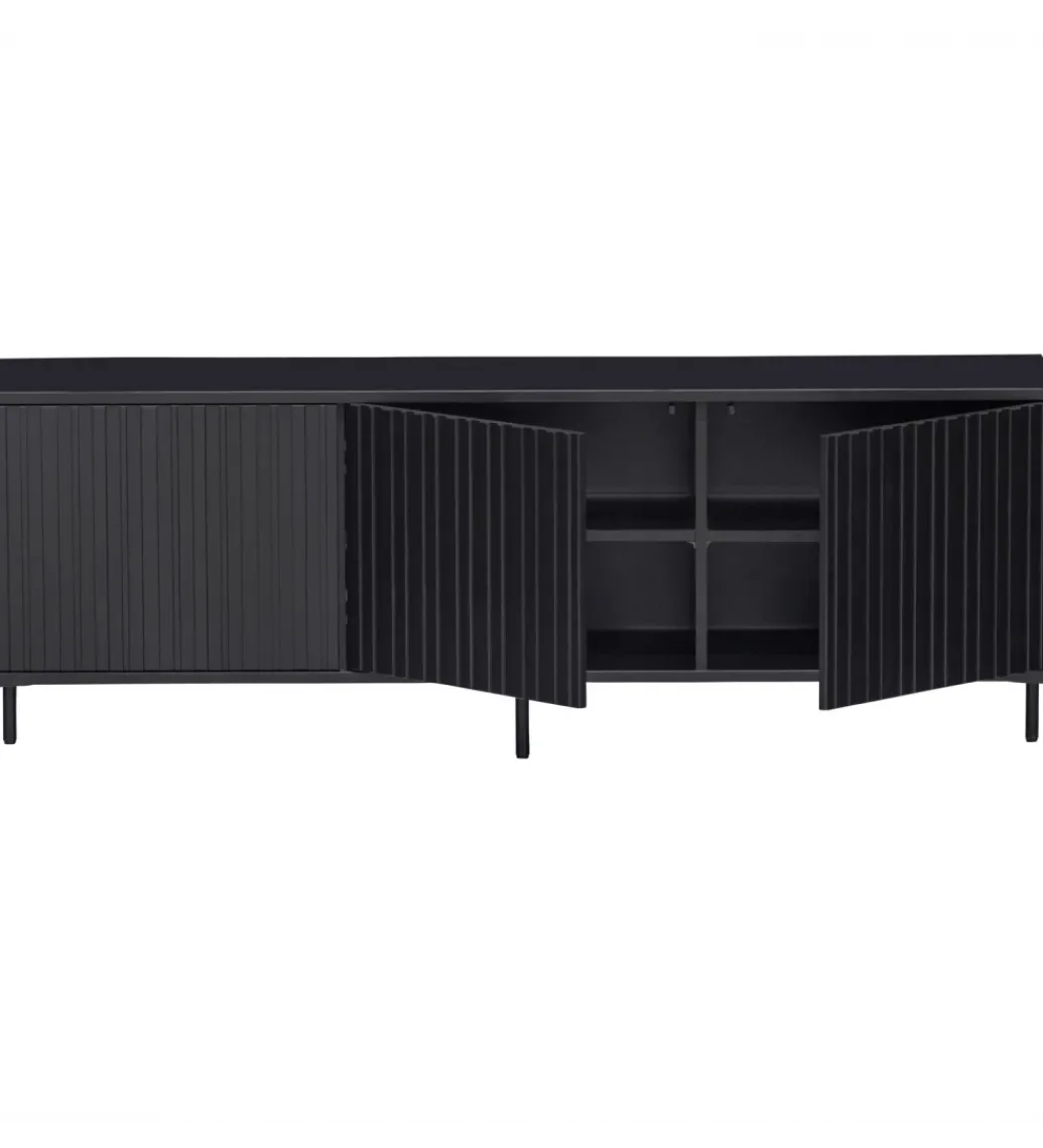 Stolik pod TV NEW GRAVURE 150 cm drewno sosny czarny*WOOOD Best