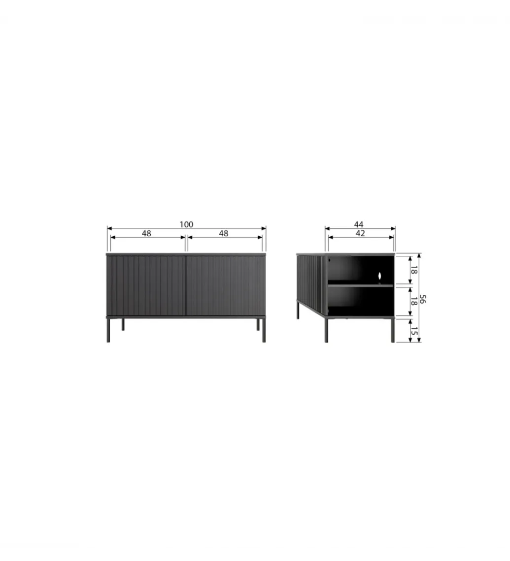 Stolik pod TV NEW GRAVURE 100 cm drewno sosny czarny*WOOOD Hot