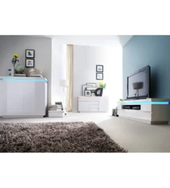Stolik pod TV OCEAN 175 cm biały z oświetleniem*MCA New
