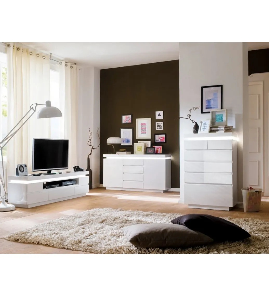 Stolik pod TV OCEAN 175 cm biały z oświetleniem*MCA New