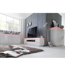Stolik pod TV OCEAN 175 cm biały z oświetleniem*MCA New