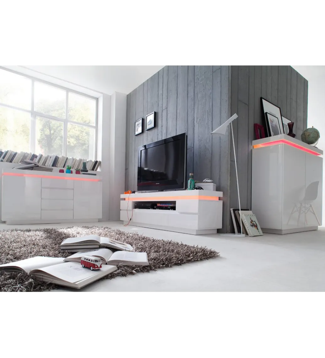 Stolik pod TV OCEAN 175 cm biały z oświetleniem*MCA New