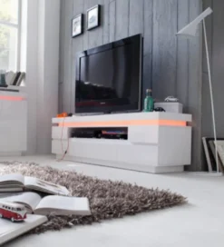 Stolik pod TV OCEAN 175 cm biały z oświetleniem*MCA New