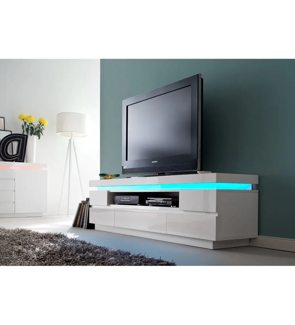 Stolik pod TV OCEAN 175 cm biały z oświetleniem*MCA New