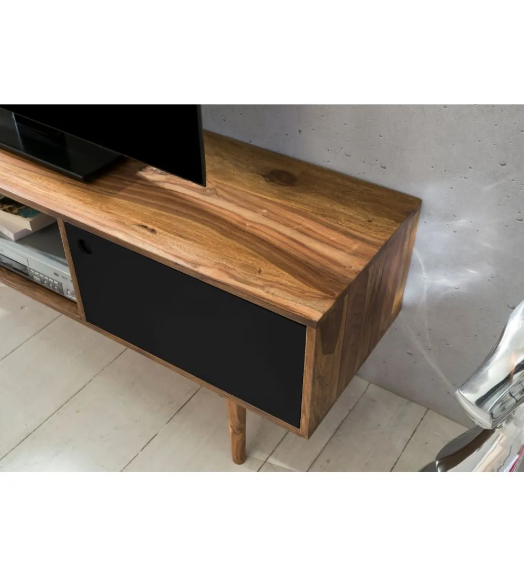 Stolik pod TV REPA 140 cm drewno sheesham czarny*WOHNLING, GERMANY