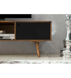Stolik pod TV REPA 140 cm drewno sheesham czarny*WOHNLING, GERMANY
