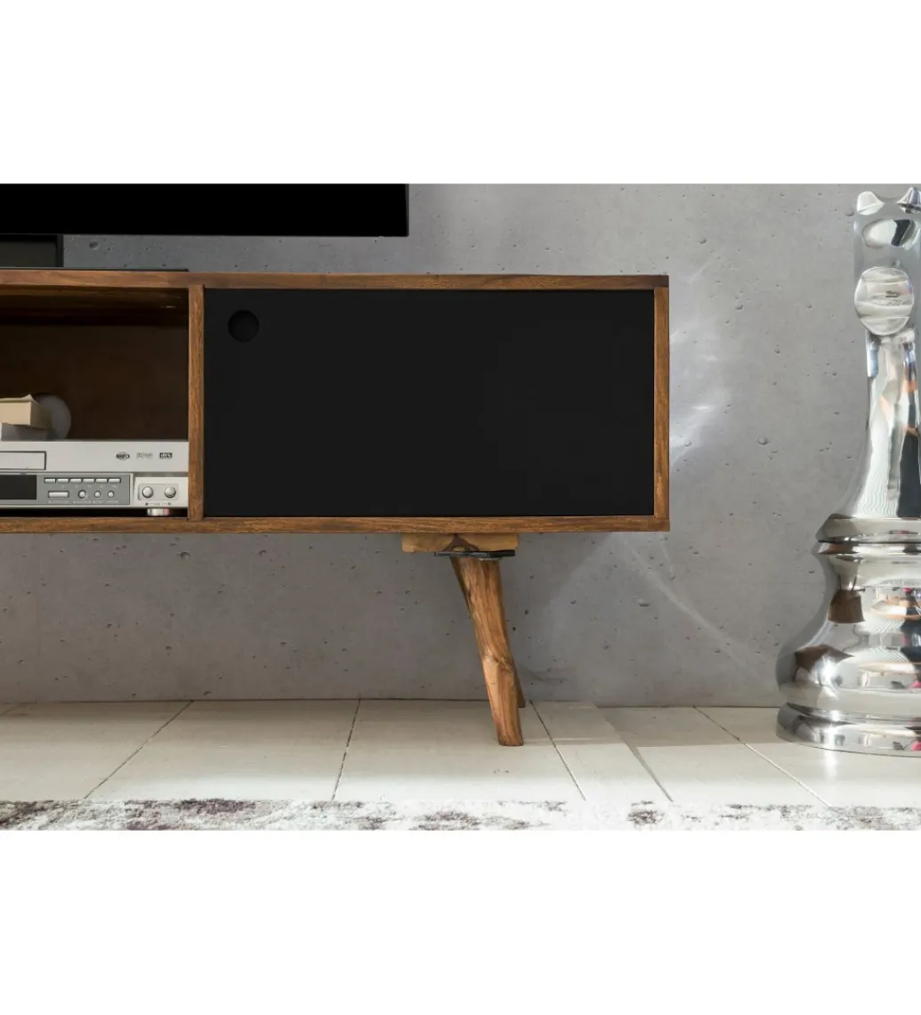Stolik pod TV REPA 140 cm drewno sheesham czarny*WOHNLING, GERMANY