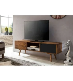 Stolik pod TV REPA 140 cm drewno sheesham czarny*WOHNLING, GERMANY