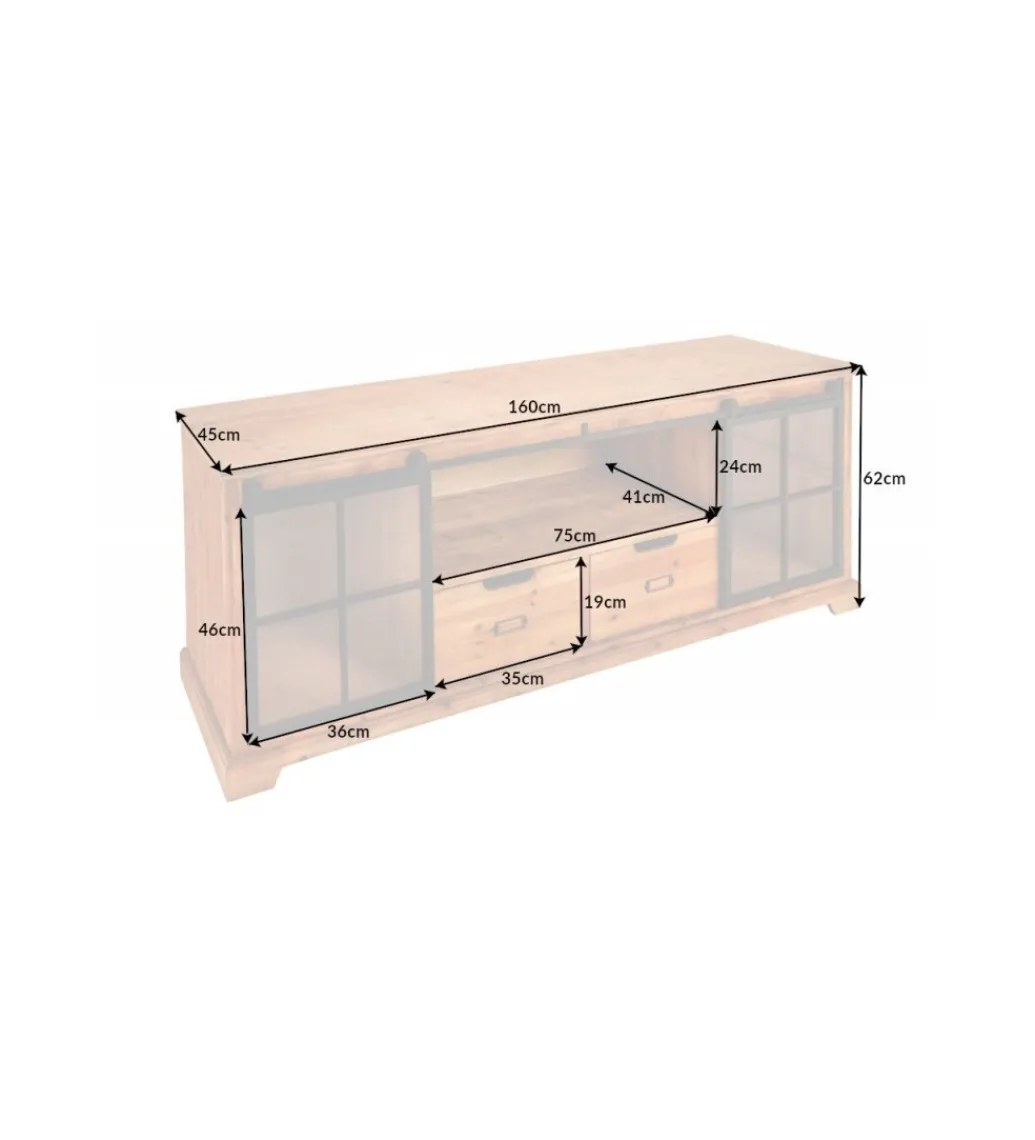 Stolik pod TV RETAGIO 160 cm drewno jodła*Invicta Interior Discount