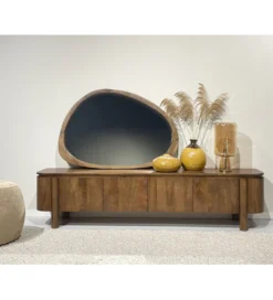 Stolik pod TV SALANO 210 cm drewno mango naturalna*LF-Design Clearance