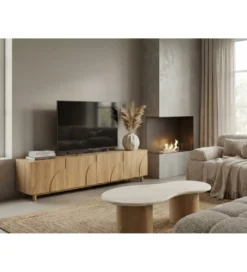 Stolik pod TV SHERIDAN 200 cm naturalna*Imeri Outlet