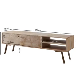 Stolik pod TV SIKAR 145 cm drewno mango*WOHNLING, GERMANY Hot