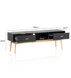 Stolik pod TV STILER 150 cm czarny*WOHNLING, GERMANY Clearance