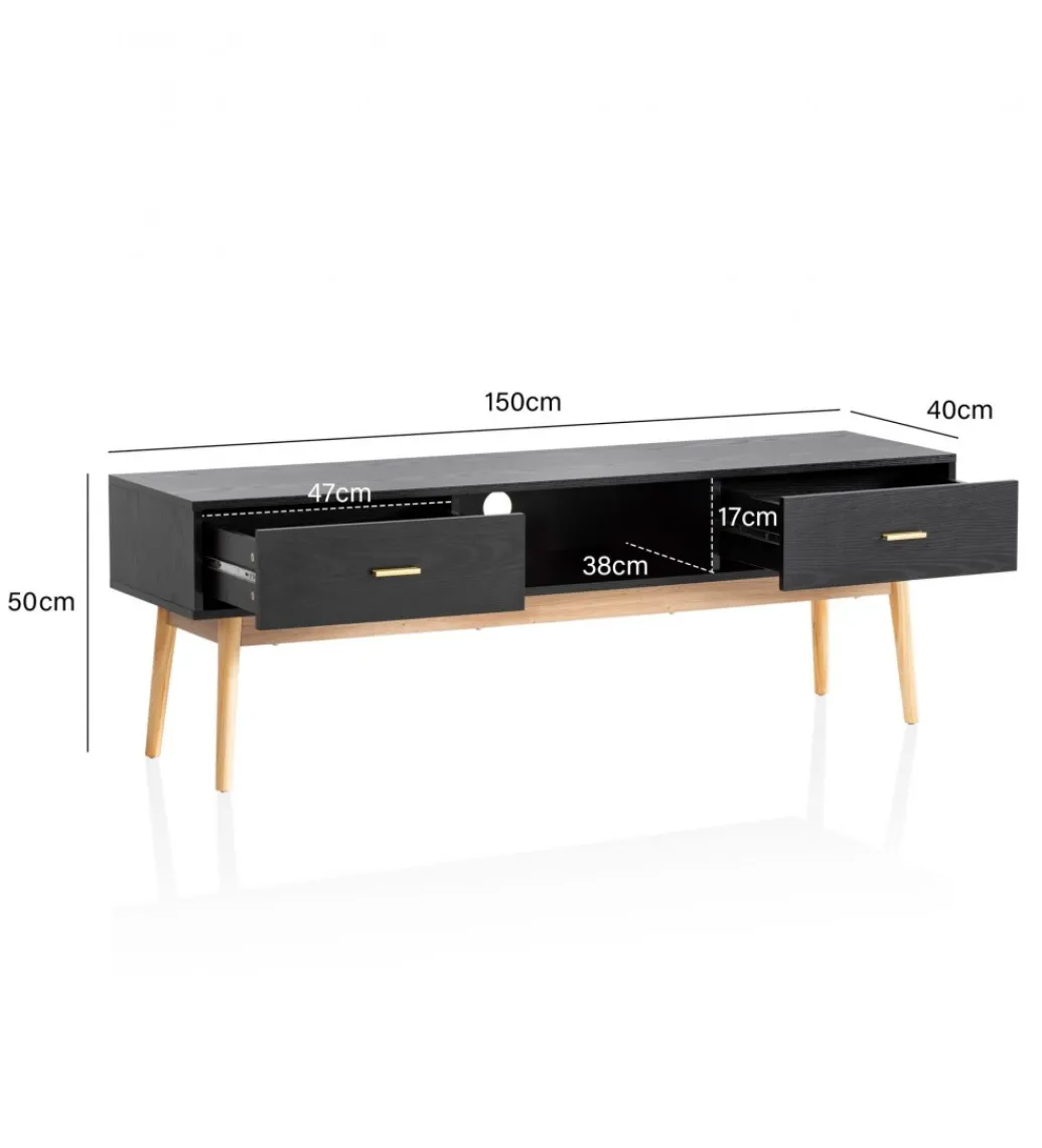 Stolik pod TV STILER 150 cm czarny*WOHNLING, GERMANY Clearance
