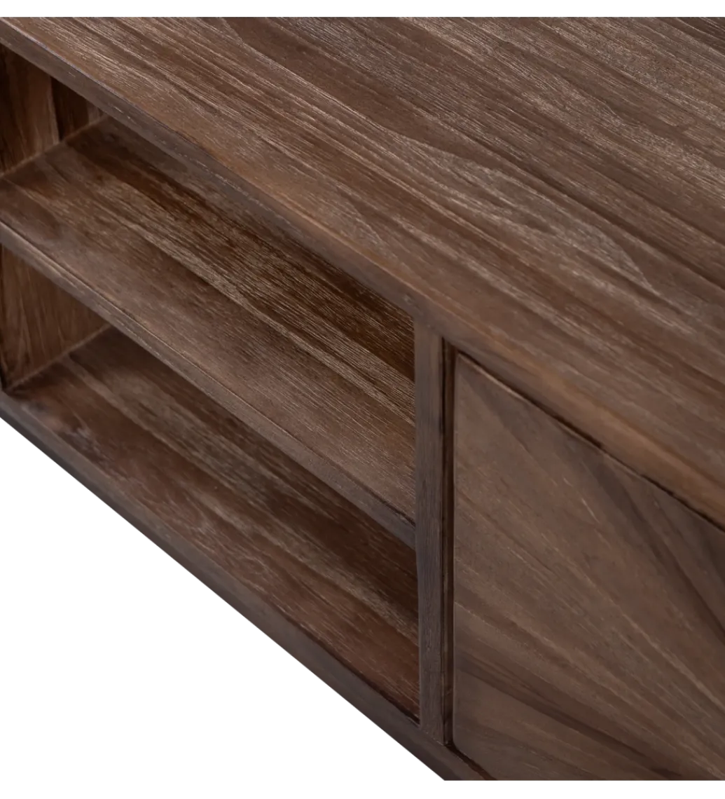 Stolik pod TV SUN 200 cm drewno teak brązowy*WOOOD Discount