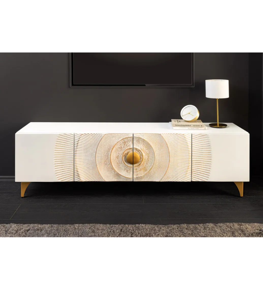 Stolik pod TV SWEET GOLDEN SUNSET 180 cm drewno mango biała*Invicta Interior Clearance