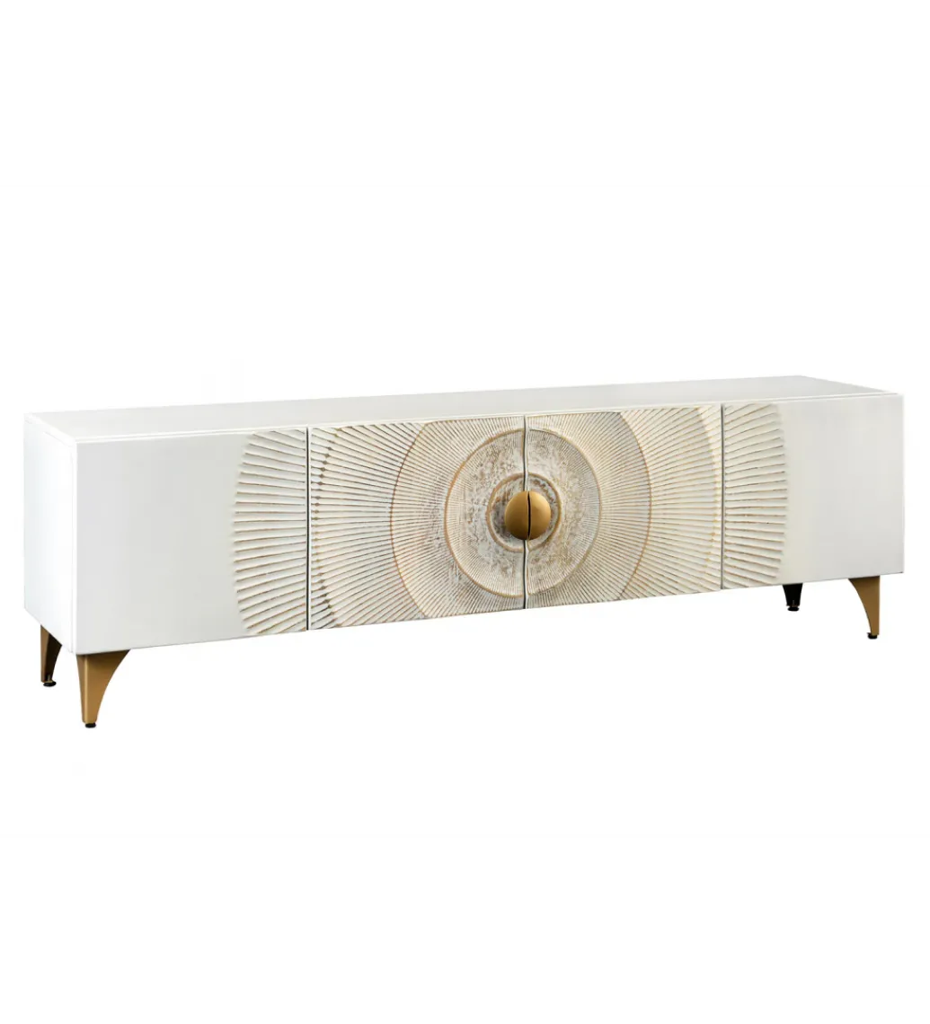 Stolik pod TV SWEET GOLDEN SUNSET 180 cm drewno mango biała*Invicta Interior Clearance
