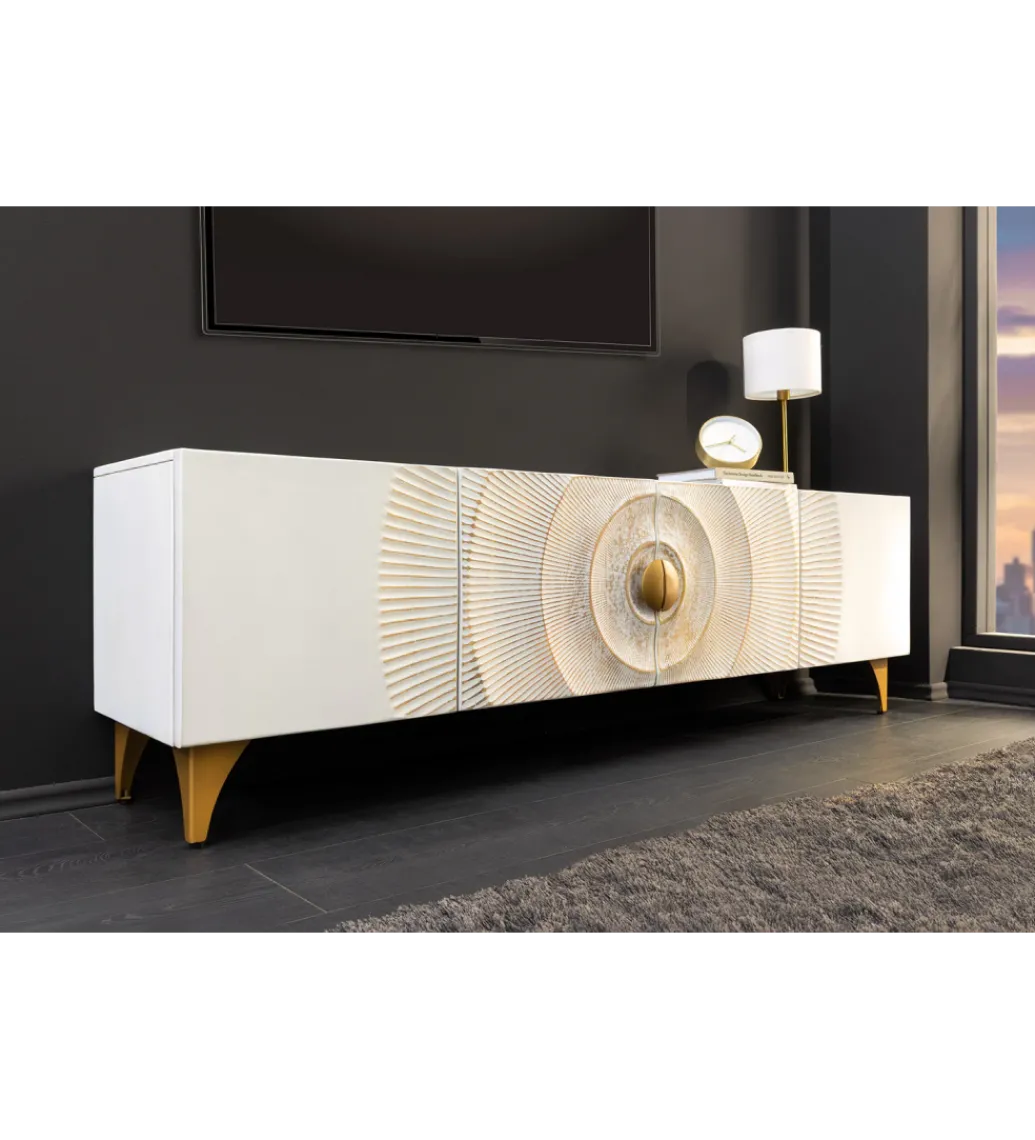 Stolik pod TV SWEET GOLDEN SUNSET 180 cm drewno mango biała*Invicta Interior Clearance