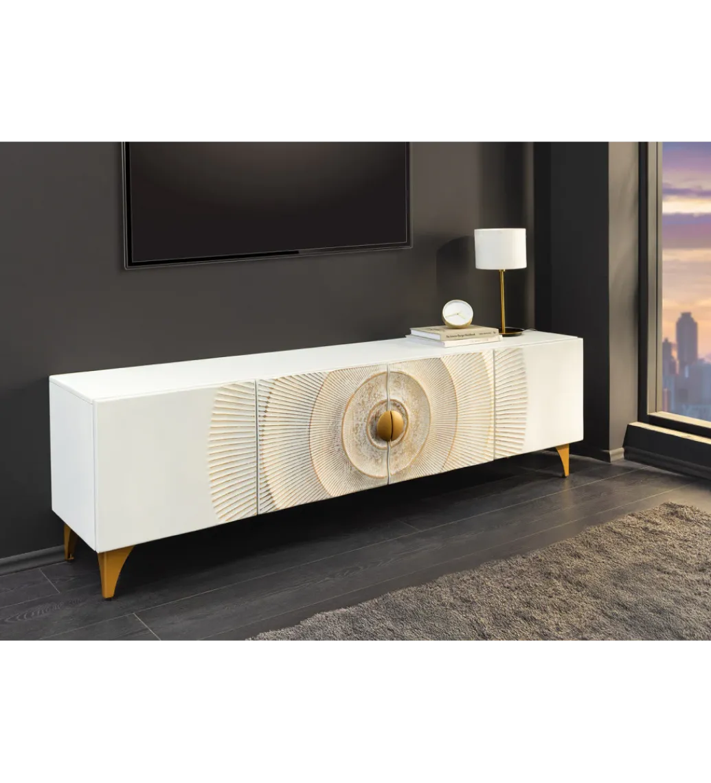 Stolik pod TV SWEET GOLDEN SUNSET 180 cm drewno mango biała*Invicta Interior Clearance
