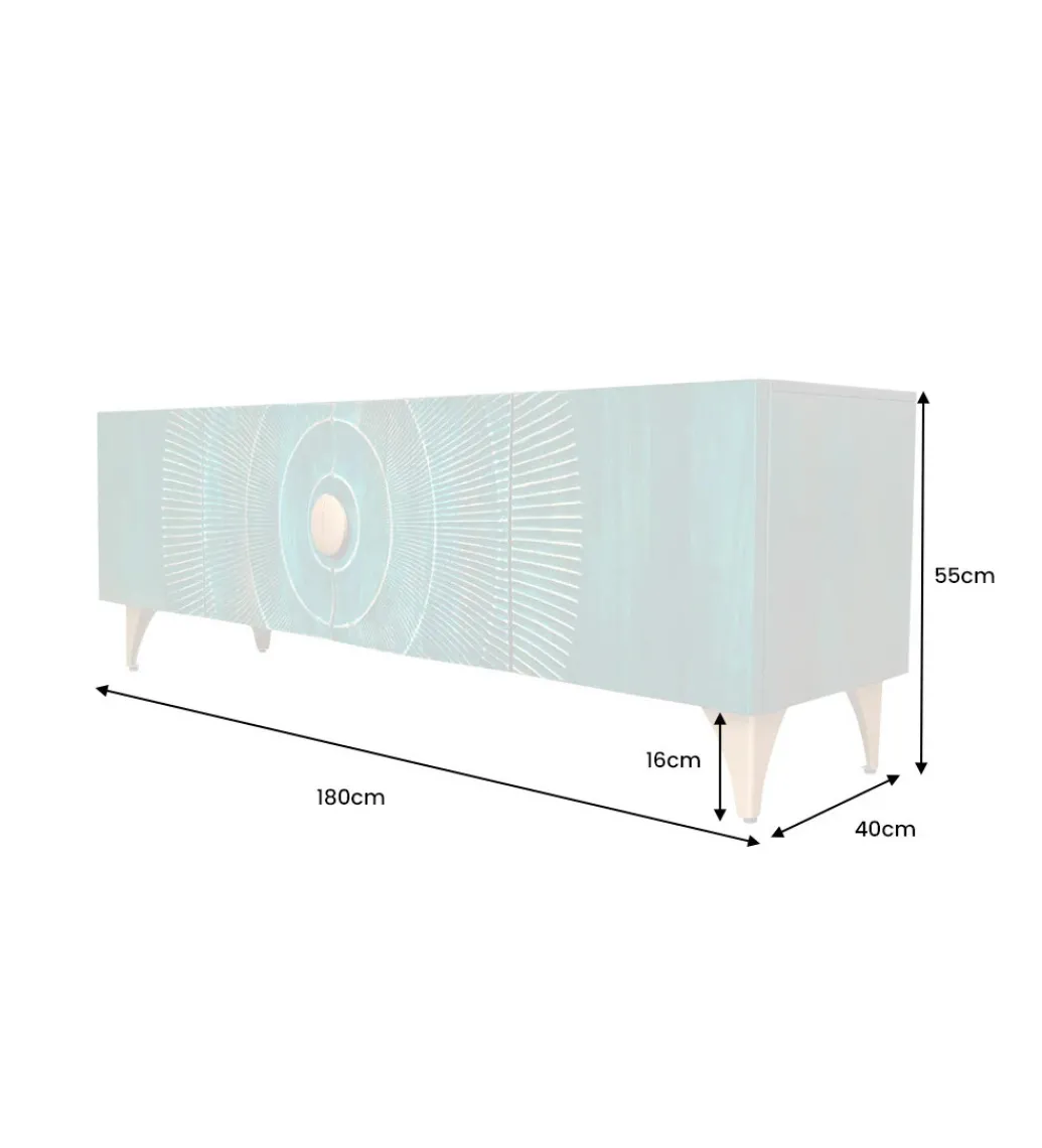Stolik pod TV SWEET GOLDEN SUNSET 180 cm drewno mango turkusowa*Invicta Interior - przedsprzedaż Online