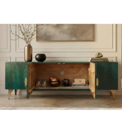 Stolik pod TV SWEET GOLDEN SUNSET 180 cm drewno mango turkusowa*Invicta Interior - przedsprzedaż Online