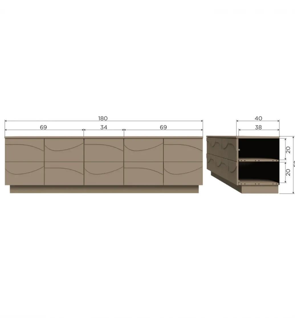 Stolik pod TV TEO 180 cm drewno sosnowe mud*WOOOD Discount