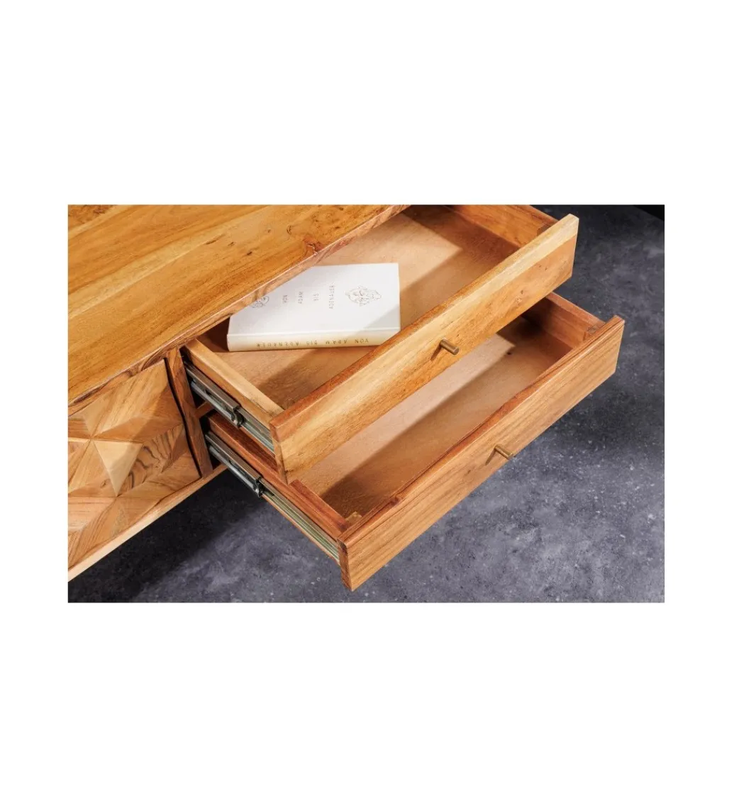 Stolik pod TV TROPEA 145 cm drewno akacja honey*Invicta Interior Clearance