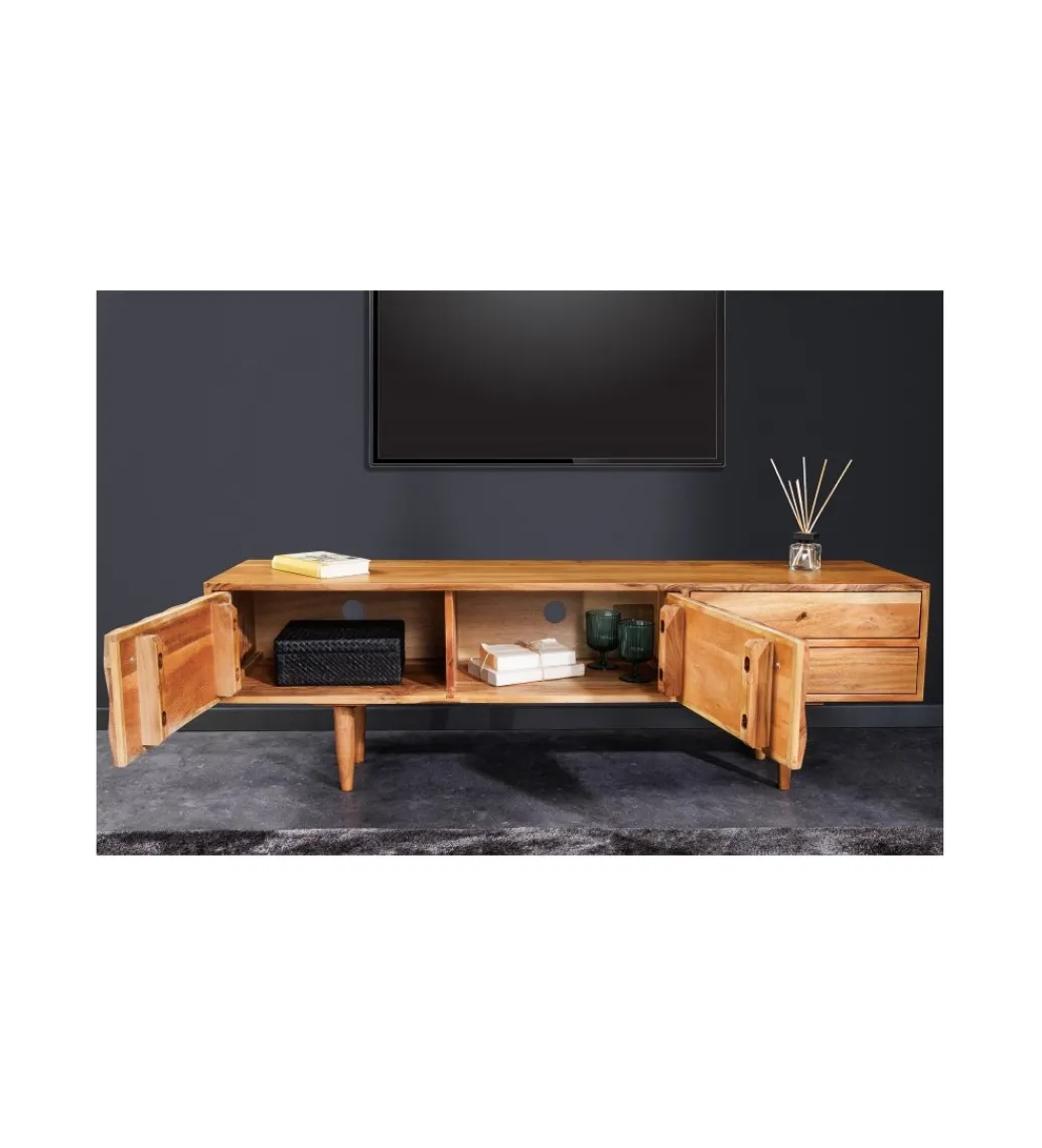 Stolik pod TV TROPEA 145 cm drewno akacja honey*Invicta Interior Clearance