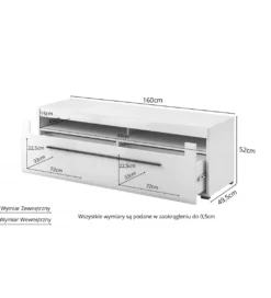 Stolik pod TV TULSA 160 cm biały*Helvetia Discount